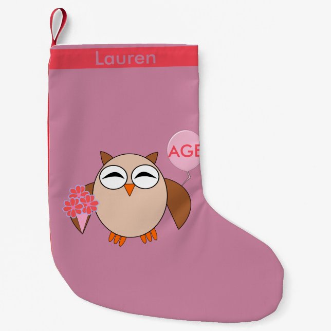 Petite Chaussette De Noël Âge Personnalisé Anniversaire Chouette Stocker (Devant)