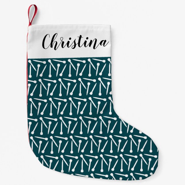 Petite Chaussette De Noël Aiguilles de tricot + Artisanat de nom {Dark} (Devant)