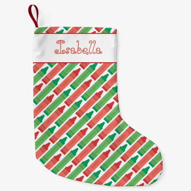 Petite Chaussette De Noël Ajouter Votre Nom Crayons Vacances (Devant)