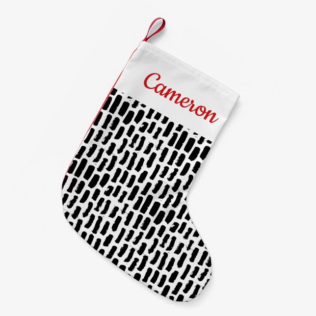 Petite Chaussette De Noël Ajoutez votre motif | noir nommé de courses de (Devant (Accrochage))