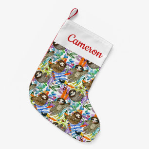 Petite Chaussette De Noël Ajoutez votre motif nommé de paresse d'aquarelle