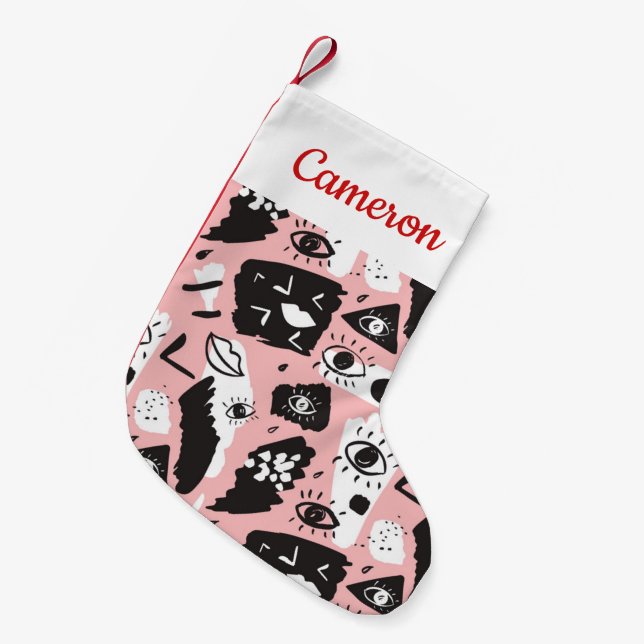 Petite Chaussette De Noël Ajoutez votre motifs modernes | abstraits nommé (Devant (Accrochage))