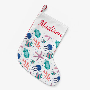 Petite Chaussette De Noël Ajoutez votre nom   Mer sous-marine