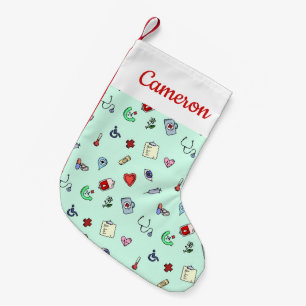 Petite Chaussette De Noël Ajoutez votre nom   Motif d'icône Médicale migno