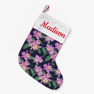 Petite Chaussette De Noël Ajoutez votre nom   Orchidées tropicales