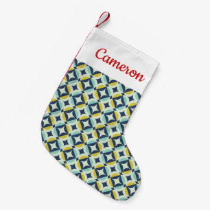 Petite Chaussette De Noël Ajoutez votre or   géométrique nommé et motif b