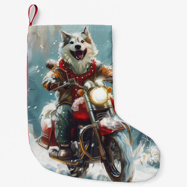 Petite Chaussette De Noël Alaskan Malamute Dog équitation moto Noël (Devant)