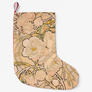 Petite Chaussette De Noël Alfonse Mucha Art Nouveau Peonies