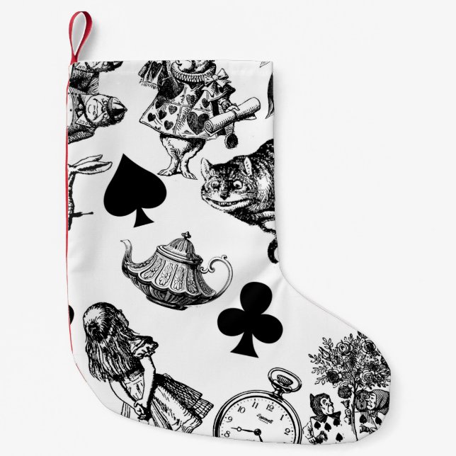 Petite Chaussette De Noël Alice White Rabbit Wonderland Classic (Devant)