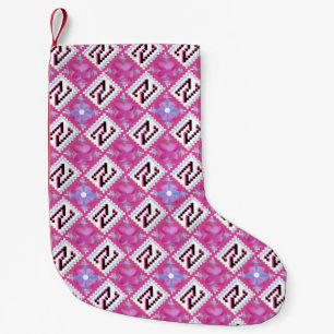 Petite Chaussette De Noël Alphabet Géométrique Rose Chic Initiale N