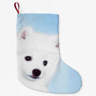 Petite Chaussette De Noël American Eskimo Dog Painting - Original Dog Art