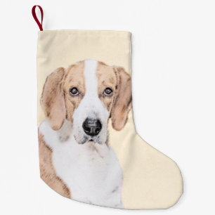 Petite Chaussette De Noël American Foxhound Painting - Joli art original chi