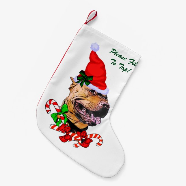 Petite Chaussette De Noël American Pit Bull Terrier Merry (Devant (Accrochage))