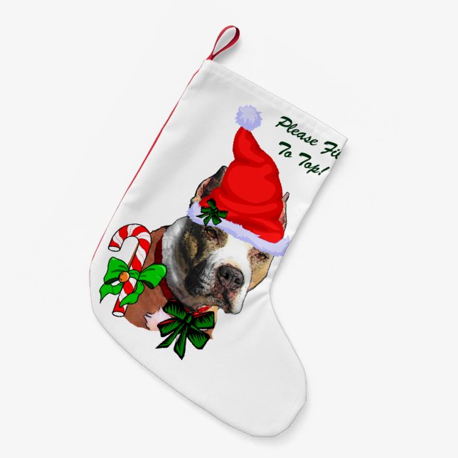 Petite Chaussette De Noël American Pit Bull Terrier Merry (Devant (Accrochage))