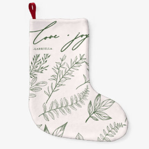 Petite Chaussette De Noël Amour et Joie Feuilles avec le nom Blush Pink Noël