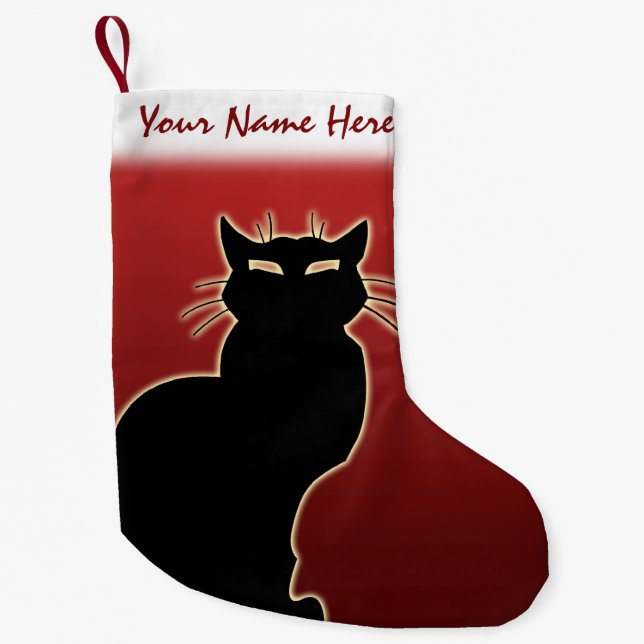 Petite Chaussette De Noël Amoureux des chats Noël Stocking Customisé (Devant)