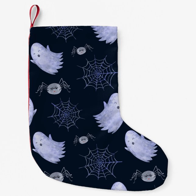 Petite Chaussette De Noël Amusant Motif d'Halloween Spider Fantôme. (Devant)