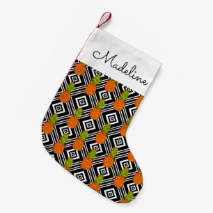 Petite Chaussette De Noël Ananas géométriques  Ajouter votre nom