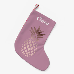 Petite Chaussette De Noël ananas tropical de poussin d'or rose élégant