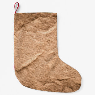 Petite Chaussette De Noël Ancien arrière - plan en tissu marron