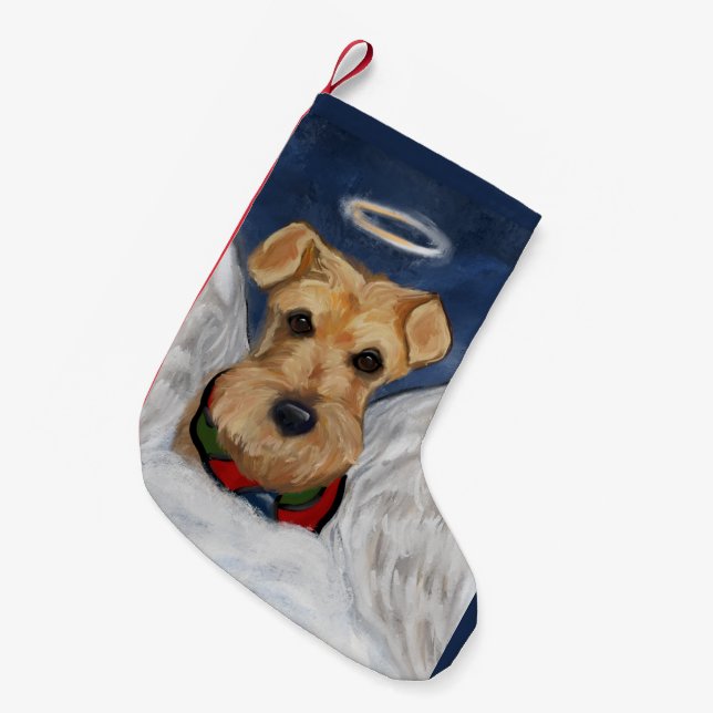 Petite Chaussette De Noël Ange Airedale Terrier (Devant (Accrochage))