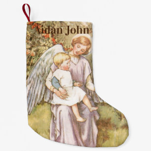 Petite Chaussette De Noël Ange gardien personnalisé de bébé