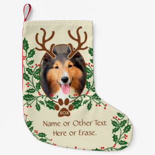 Petite Chaussette De Noël Antlers de Noël pour chien / chat Personnaliser la