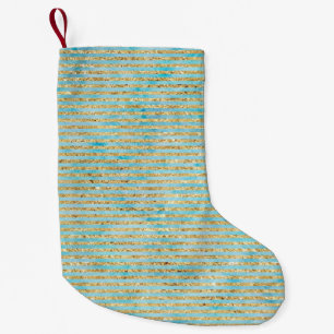 Petite Chaussette De Noël Aquarelle Aqua Gold