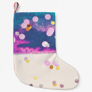 Petite Chaussette De Noël Aquarelle bleu Abstraite