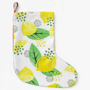 Petite Chaussette De Noël Aquarelle Citrons : Conception Fruiteuse et transp