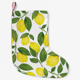 Petite Chaussette De Noël Aquarelle Citrons : Motif de fruits d'été