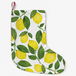 Petite Chaussette De Noël Aquarelle Citrons : Motif de fruits d'été
