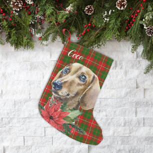 Petite Chaussette De Noël Aquarelle Dachshund Chien Personnalisé