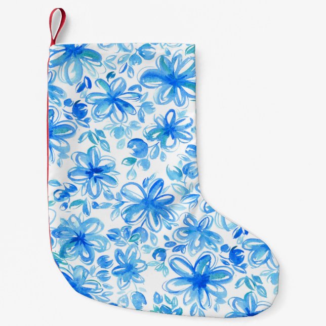 Petite Chaussette De Noël Aquarelle Floral Chintz Motif mignon (Devant)