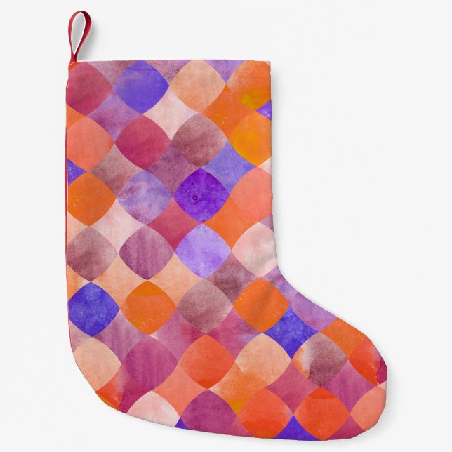 Petite Chaussette De Noël Aquarelle géométrique, écailles de poissons arabes (Devant)
