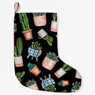 Petite Chaussette De Noël Aquarelle maison plantes motif continu