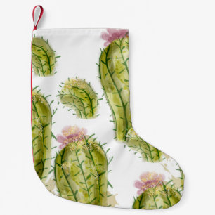Petite Chaussette De Noël Aquarelle motif Cactus