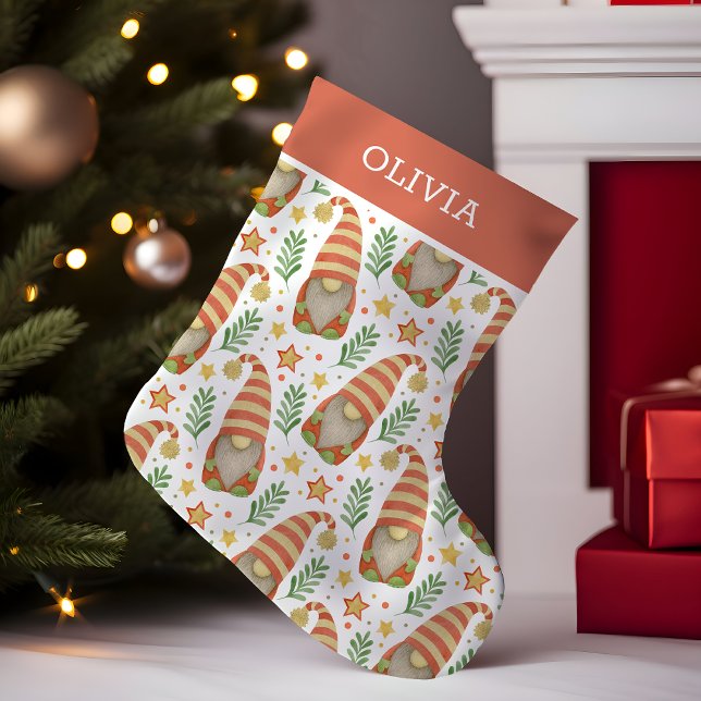 Petite Chaussette De Noël Aquarelle Scandinave Gnome mignon Noël (Créateur téléchargé)