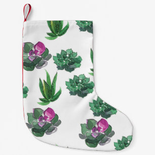 Petite Chaussette De Noël Aquarelle Succulente Conception Motif transparente
