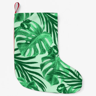 Petite Chaussette De Noël Aquarelle transparente motif avec feuilles tropica