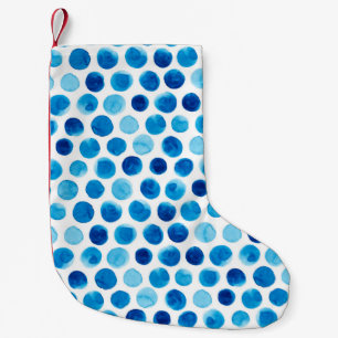 Petite Chaussette De Noël Aquarelle transparente motif avec pois bleus