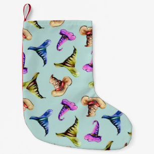 Petite Chaussette De Noël Aquarelle vieux casquettes : arrière - plan bleu.