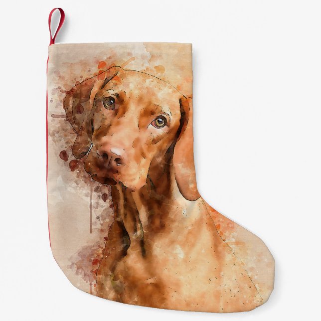 Petite Chaussette De Noël Aquarelle Vizsla (Devant)