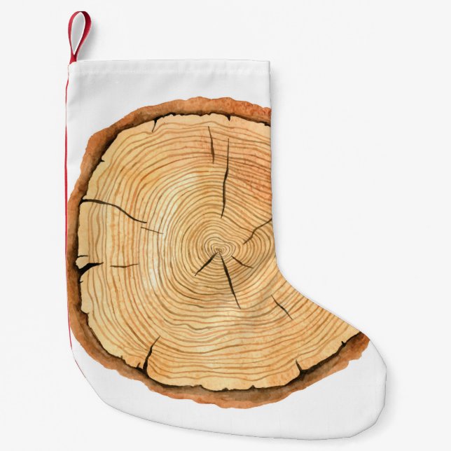 Petite Chaussette De Noël Arbre anneaux. Illustration aquarelle. tabulation (Devant)