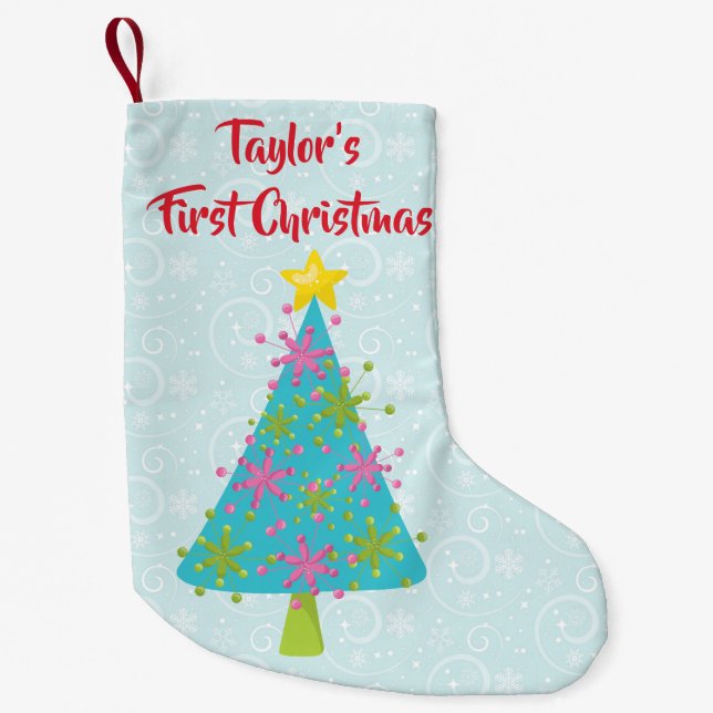 Petite Chaussette De Noël Arbre de Noël bébé premier (Devant)