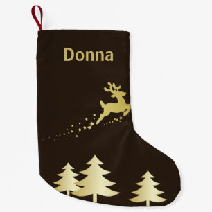 Petite Chaussette De Noël Arbre de Noël d'or avec le renne