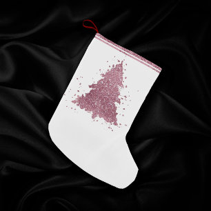 Petite Chaussette De Noël Arbre de Noël élégant   Dusty Mauve Pink Splatter