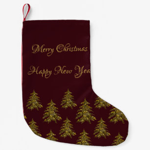 Petite Chaussette De Noël Arbre de Noël en or brillant à Noël rouge