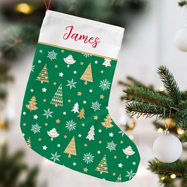 Petite Chaussette De Noël Arbre de Noël Festif Personnalisé Nom Vert (Créateur téléchargé)