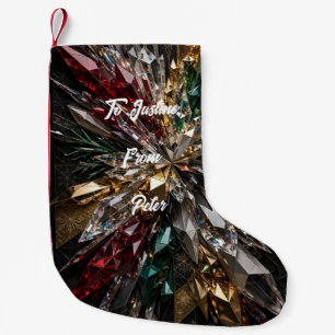 Petite Chaussette De Noël Arbre de Noël Géométrique Mosaïque Dorée 